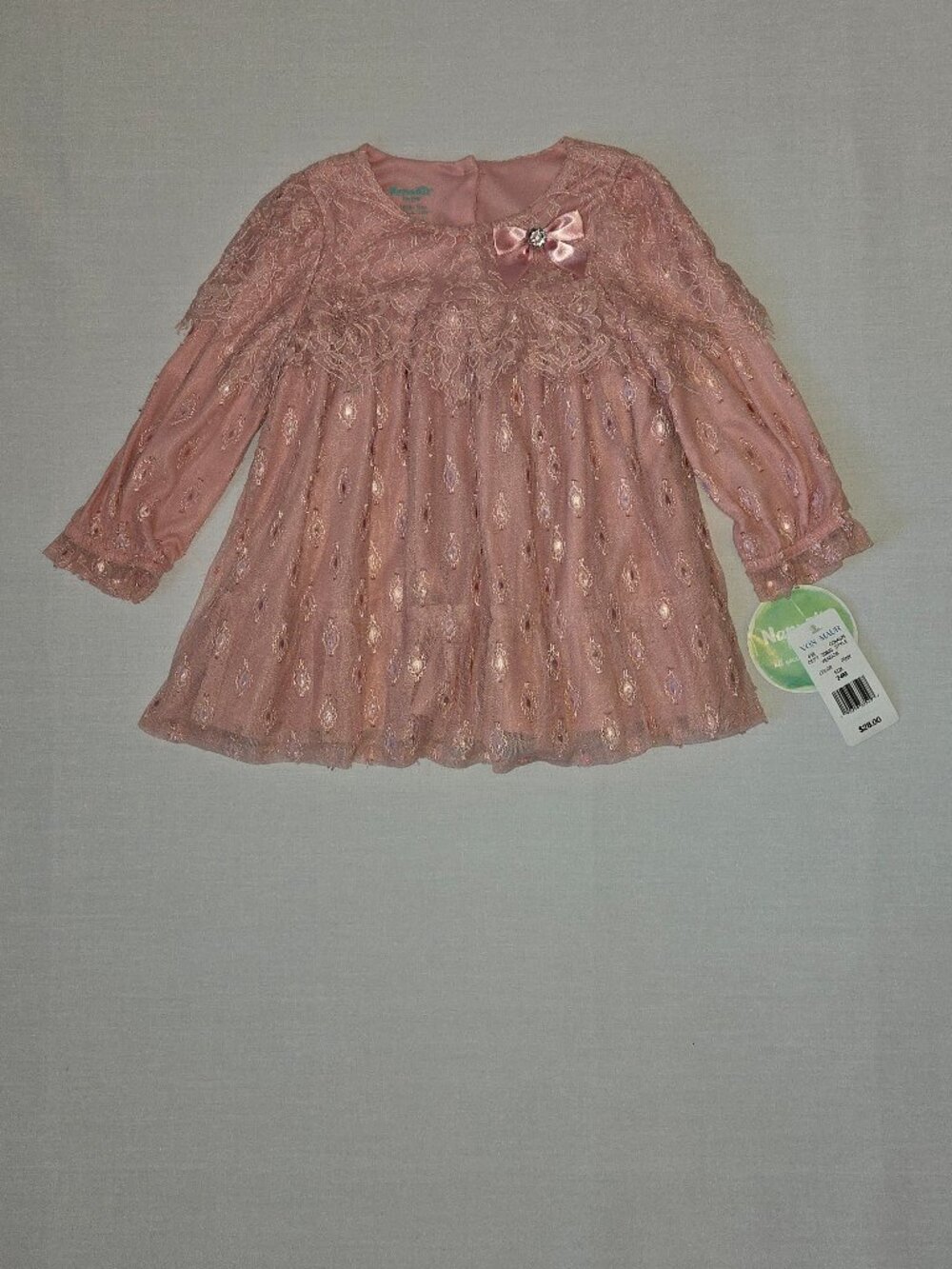 NWT Nanette Lepore Girls Pink Lace Dress 18-24M Toddler Easter Party